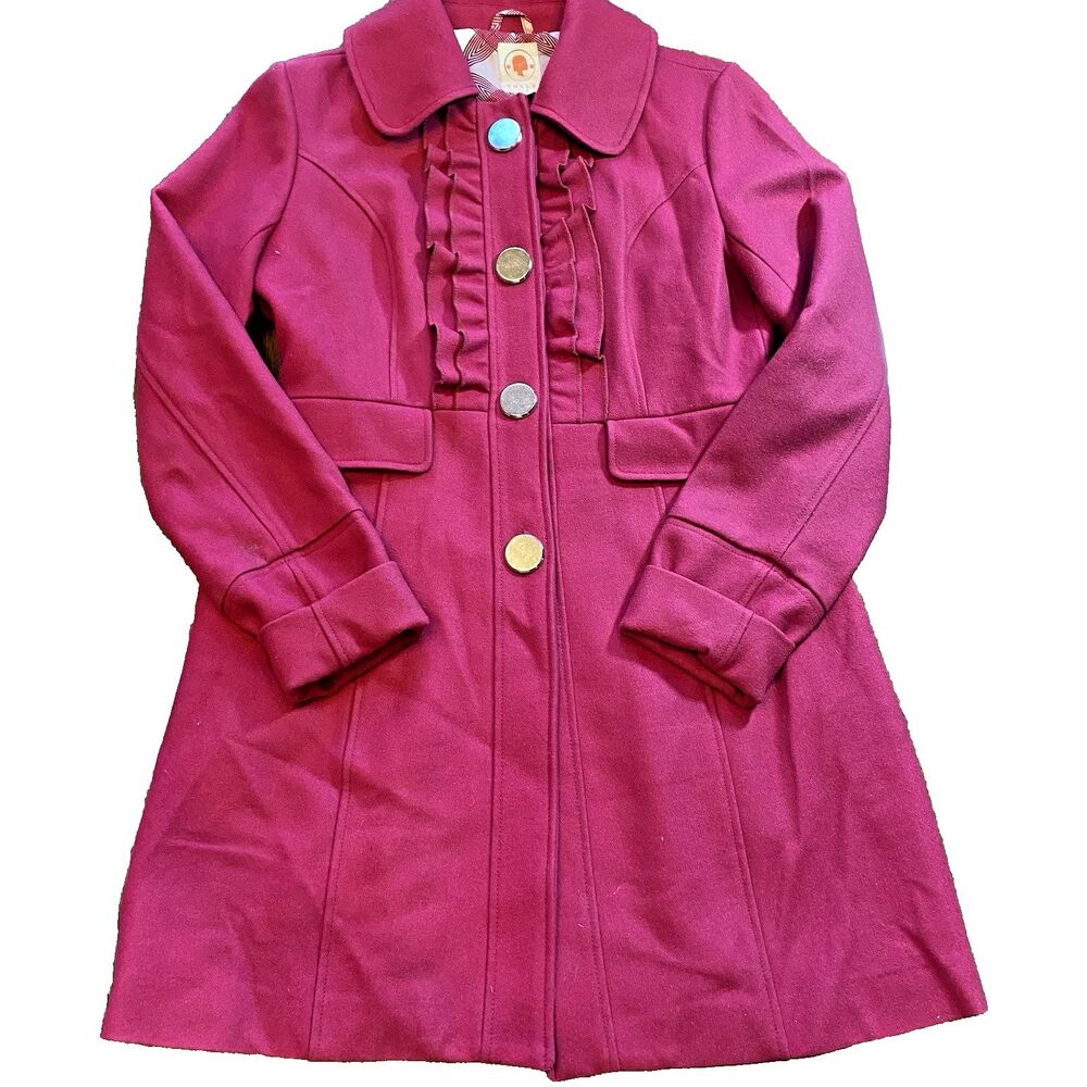 Anthropologie Tulle Womens Peacoat M Button Up Wool Blend Lined